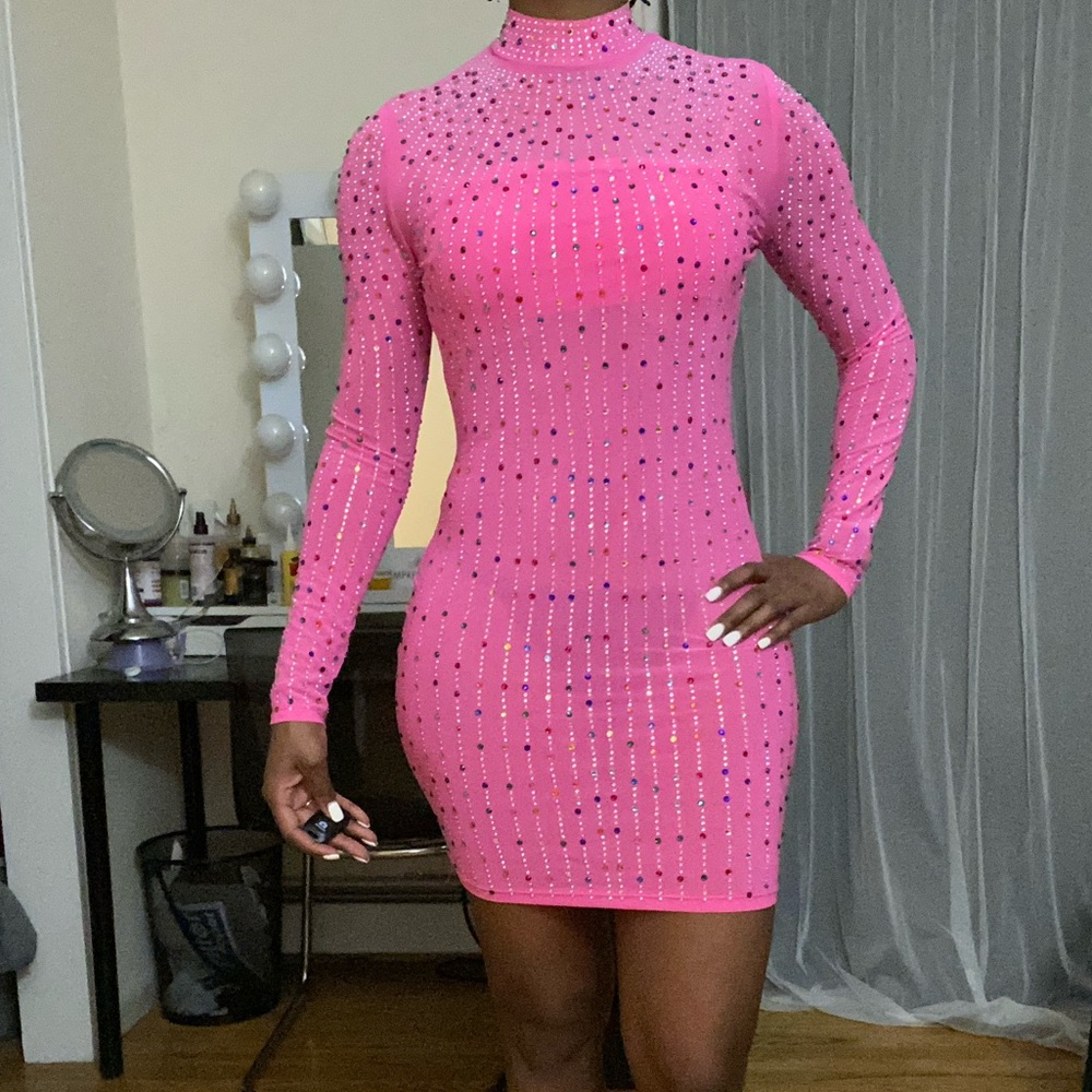 FashionNova Ray of Colors Rhinestone Dress